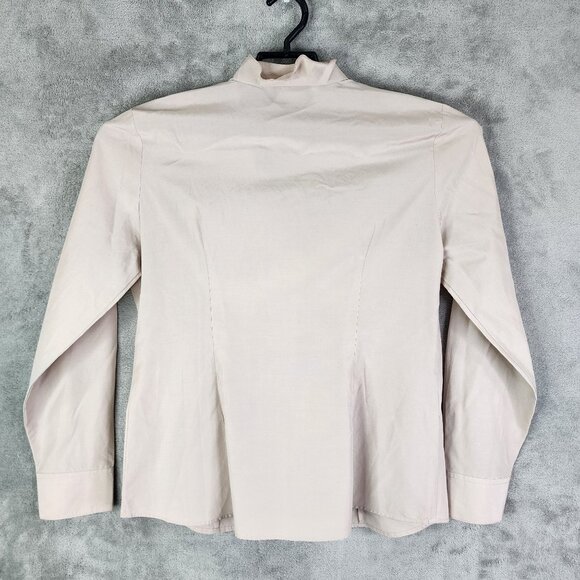 Womens Beige WinterSilks Ruffled Blouse Long Sleeve Silk & Cotton Blend Size L - Picture 7 of 10